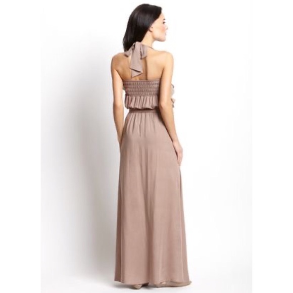 RYU Mauve Ruffle Halter Maxi Dress Smock Back Tie Waist Women’s Size Large NEW - Picture 4 of 9